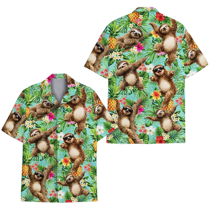 Funny Sloth Tropical Hawaiian Shirt For Men Women, Sloth Hawaiian Shirts HE0548