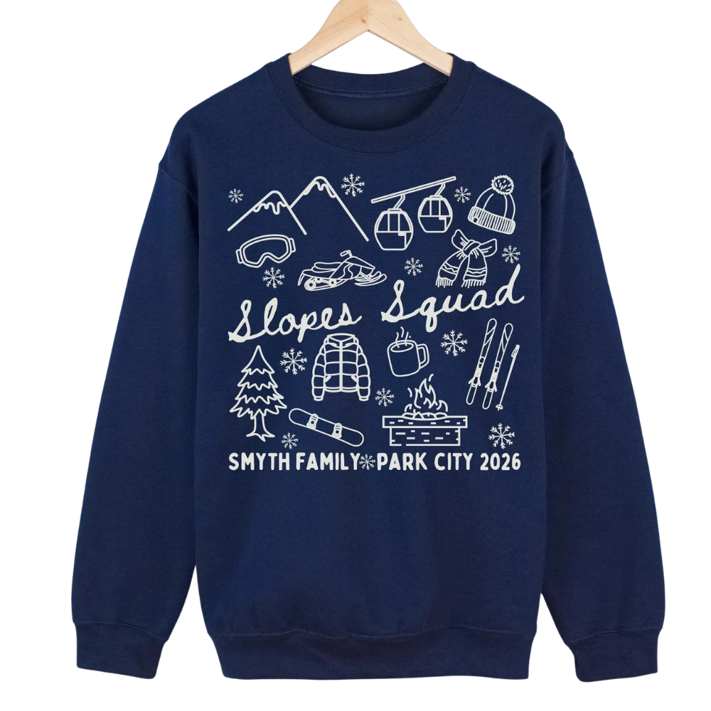 Personalized Ski Trip Matching Family Sweatshirt, Custom Winter Vacation Family Sweatshirts ET1358