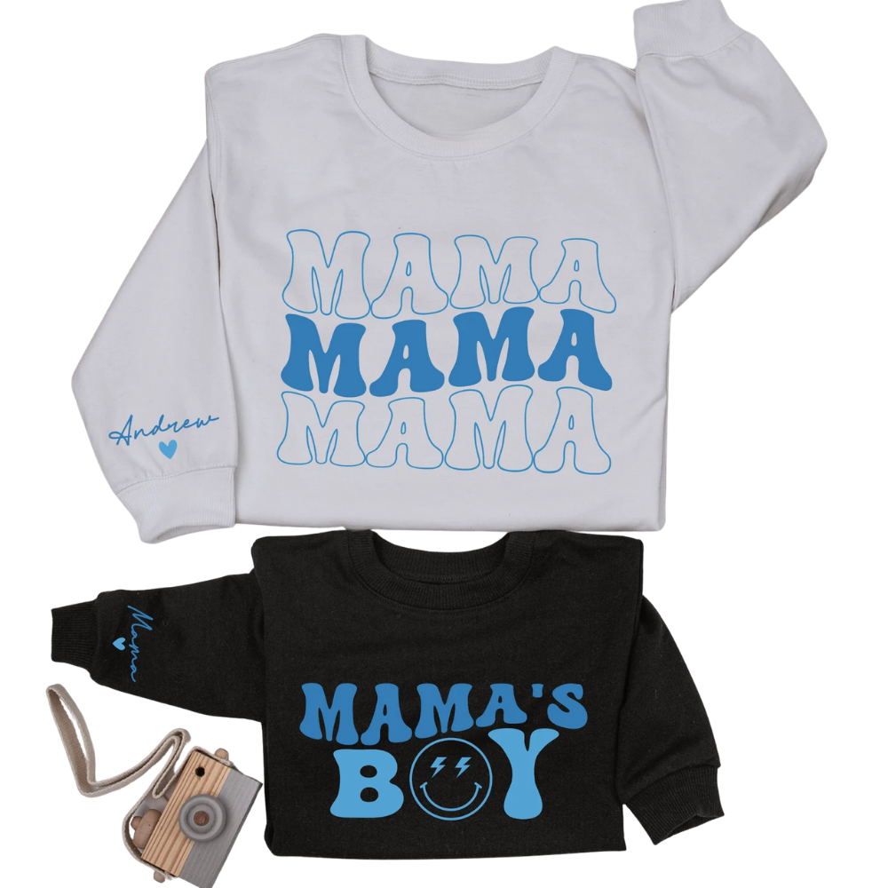 Personalized Mama And Mama's Boy Sweatshirt Matching, Custom Mother And Son Matching Sweatshirts ET1565