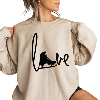 Love Ice Skating Sweatshirt, Women's Ice Skating Sweatshirt 2D0794