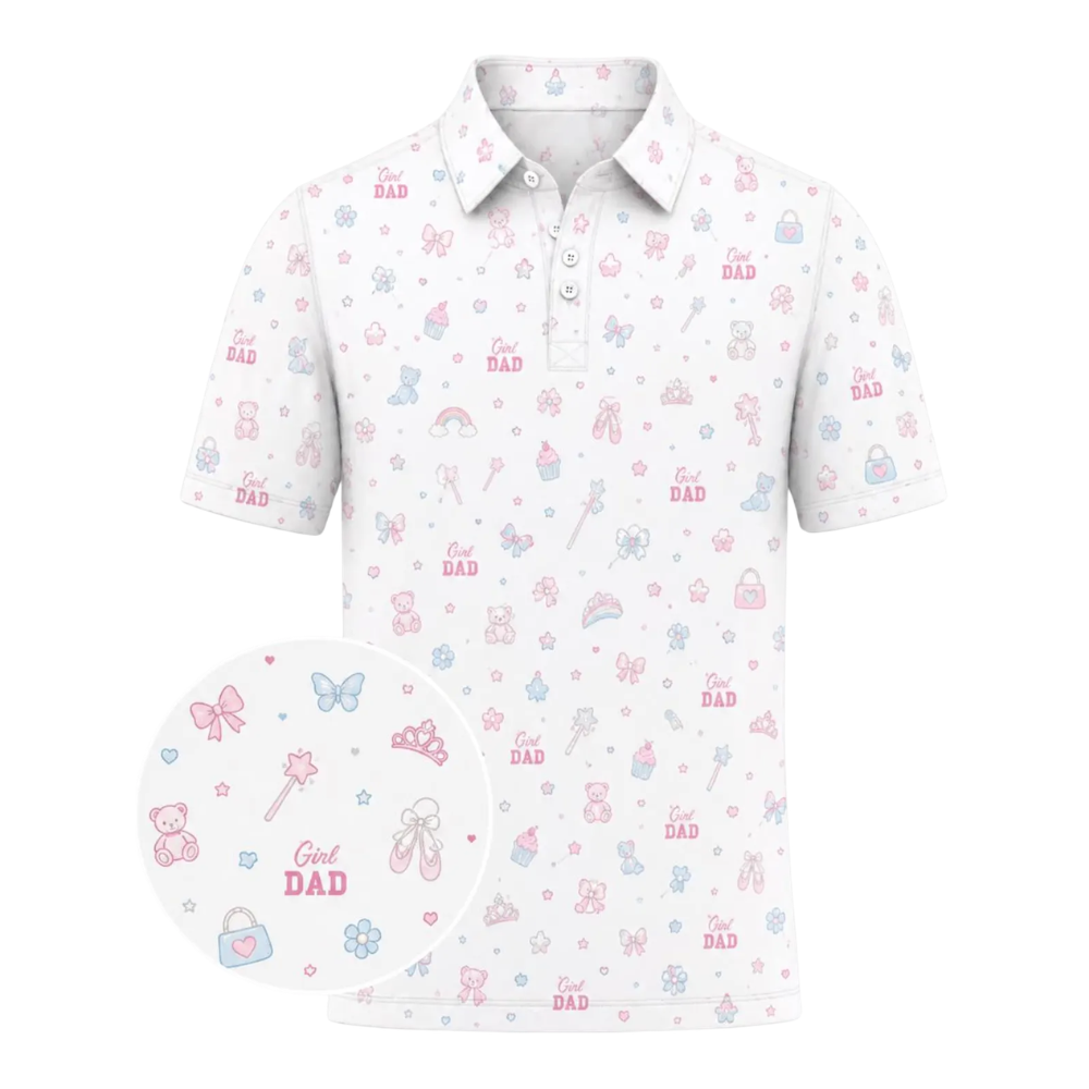 Girl Dad Golf Men's Polo Shirt For Father Day, Dad Son Daughter Golf Shirts GE0516
