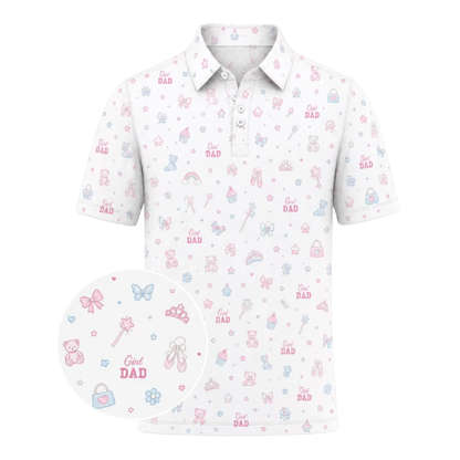 Girl Dad Golf Men's Polo Shirt For Father Day, Dad Son Daughter Golf Shirts GE0516