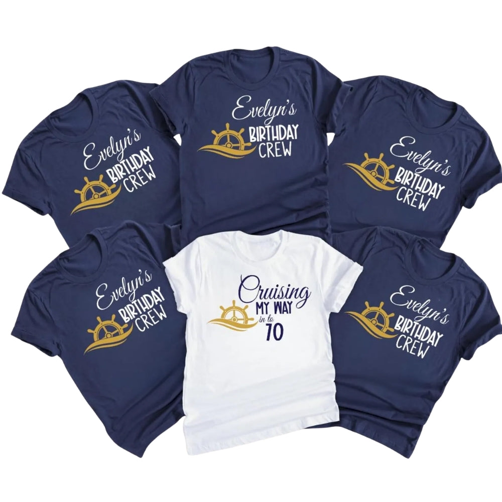 Cruising My Way Into Seventy Custom Matching Birthday Family T Shirts, Personalized 70th Birthday Cruise Family Shirts ET0377