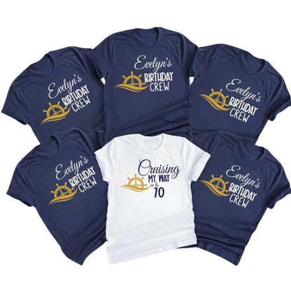 Cruising My Way Into Seventy Custom Matching Birthday Family T Shirts, Personalized 70th Birthday Cruise Family Shirts ET0377