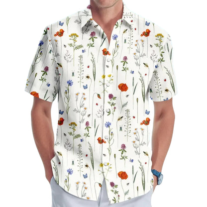 Wildflower White Hawaiian Shirt For Men Women, Floral Hawaiian Shirts HE0432
