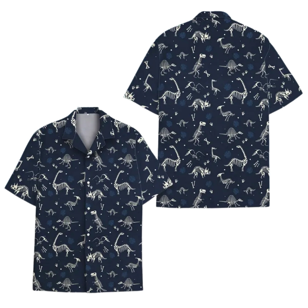 Dinosaur Skeleton Hawaiian Shirt For Mens, Skull Dinosaur Hawaiian Shirts HE0024