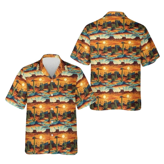 Desert Cactus Sunset Hawaiian Shirt For Men Women, Desert Western Hawaiian Shirts HE0511