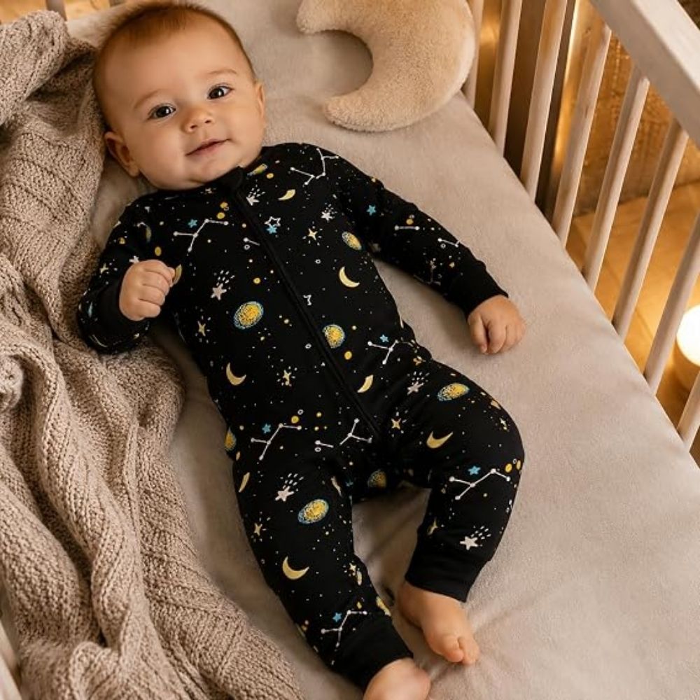 Night Sky Black Baby Romper Convertible Zippy, Space Baby Convertible Romper BB0384