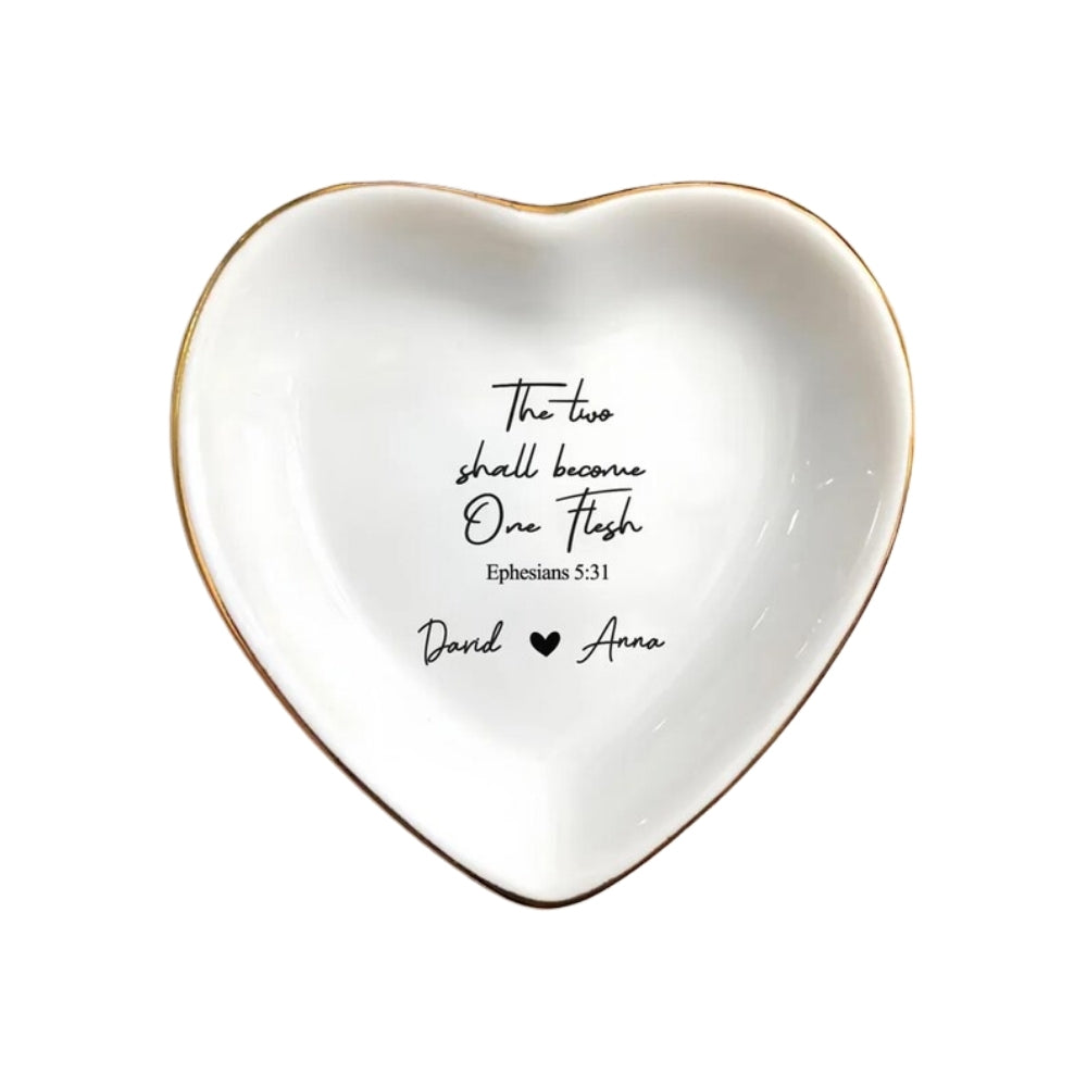 Personalized Bible Verse Ephesians 5:31 Engagement Ring Dish, Personalized Christian Engagement Jewelry Dish WD0136