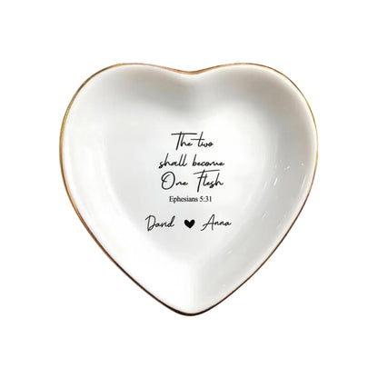 Personalized Bible Verse Ephesians 5:31 Engagement Ring Dish, Personalized Christian Engagement Jewelry Dish WD0136