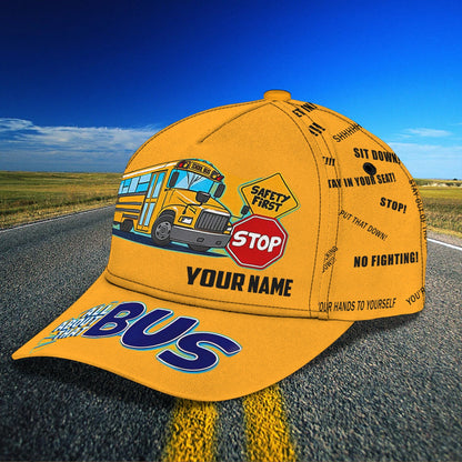 3D Classic Cap Funny School Bus Personalized Name Cap 12 Lasfour CA0858