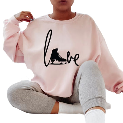 Love Ice Skating Sweatshirt, Women's Ice Skating Sweatshirt 2D0794