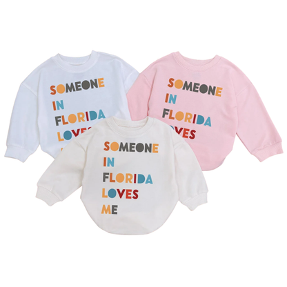 Someone In Florida Loves Me Baby Romper Sweatshirt, Florida Long Distance Romper Sweatshirt For Baby BB0542