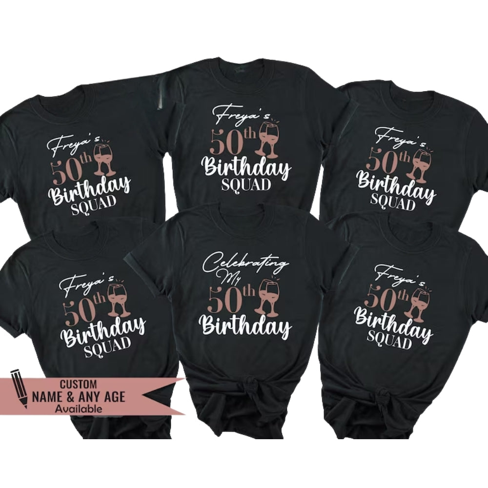 Celebrating My 50th Birthday Custom Matching Birthday Group T Shirts, Custom Birthday Crew Shirts ET0863