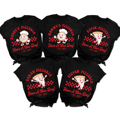 Custom Retro Pizzeria Matching Family T Shirts, Custom Cute Family Matching Shirt for Pizza Lovers ET0080