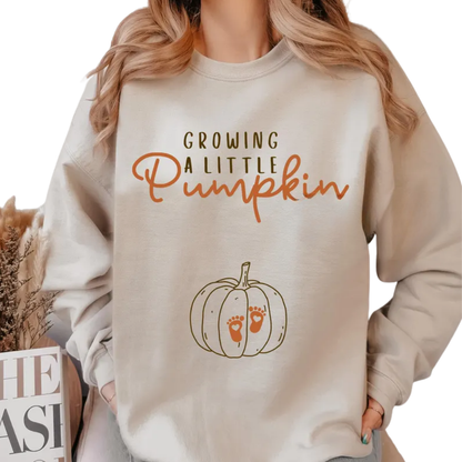 Growing A Little Pumpkin Sweatshirt, Pregnancy Announcement Thanksgiving Sweatshirt 2D0895