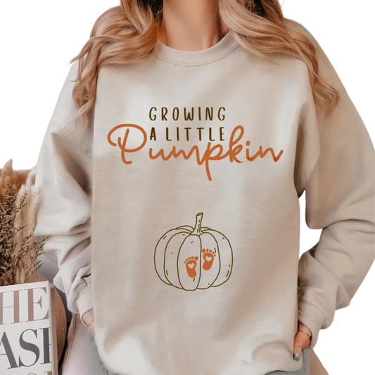 Growing A Little Pumpkin Sweatshirt, Pregnancy Announcement Thanksgiving Sweatshirt 2D0895