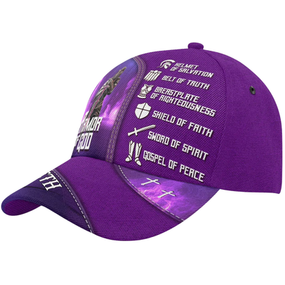 Personalized Armor Of God Knight Baseball Cap Purple, Custom God Christian Cap Hat CP0593