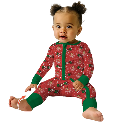 My First Christmas Custom Baby Name Convertible Zippy Romper, Custom Christmas Baby Converitble Romper BB0912