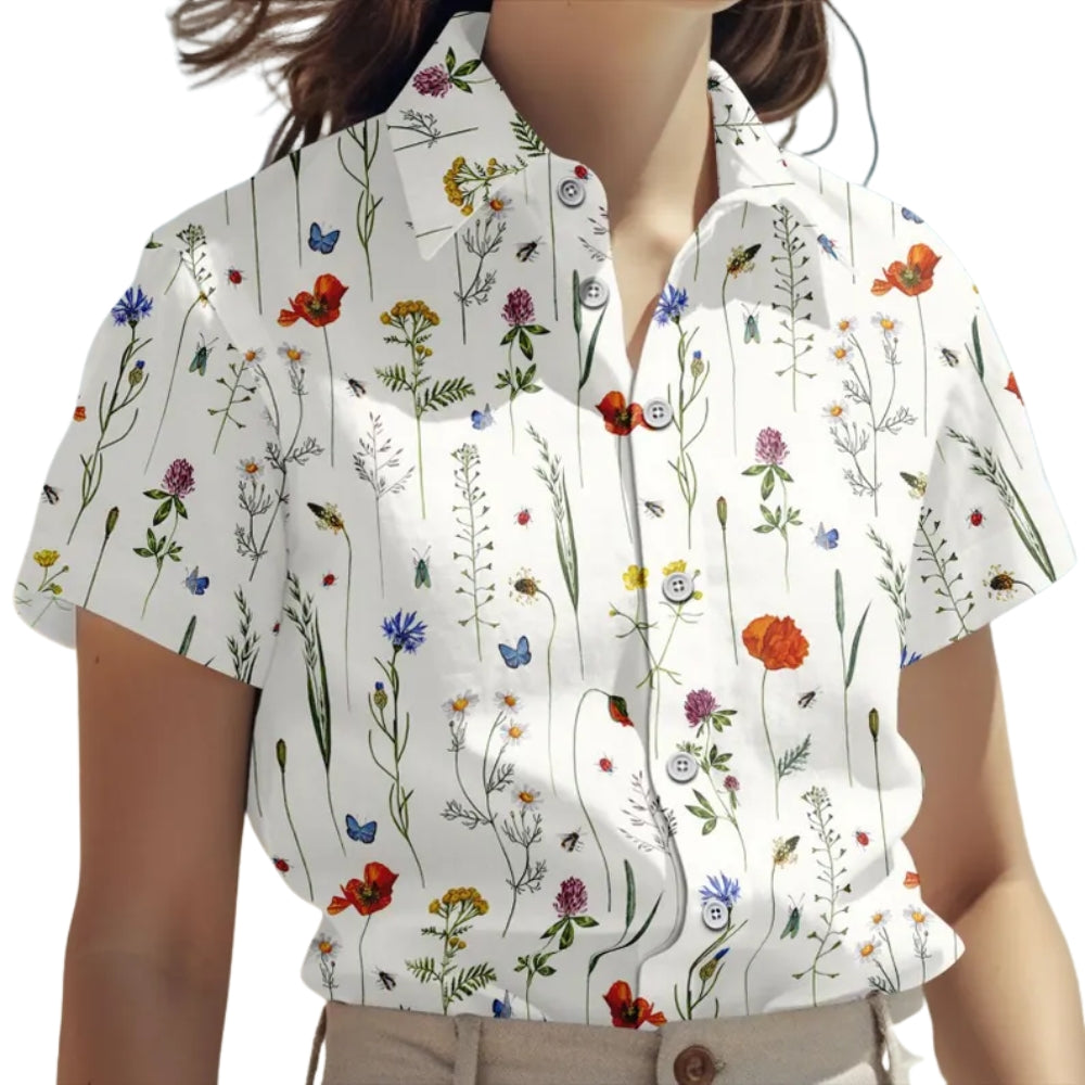 Wildflower White Hawaiian Shirt For Men Women, Floral Hawaiian Shirts HE0432