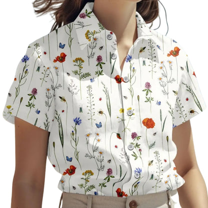 Wildflower White Hawaiian Shirt For Men Women, Floral Hawaiian Shirts HE0432