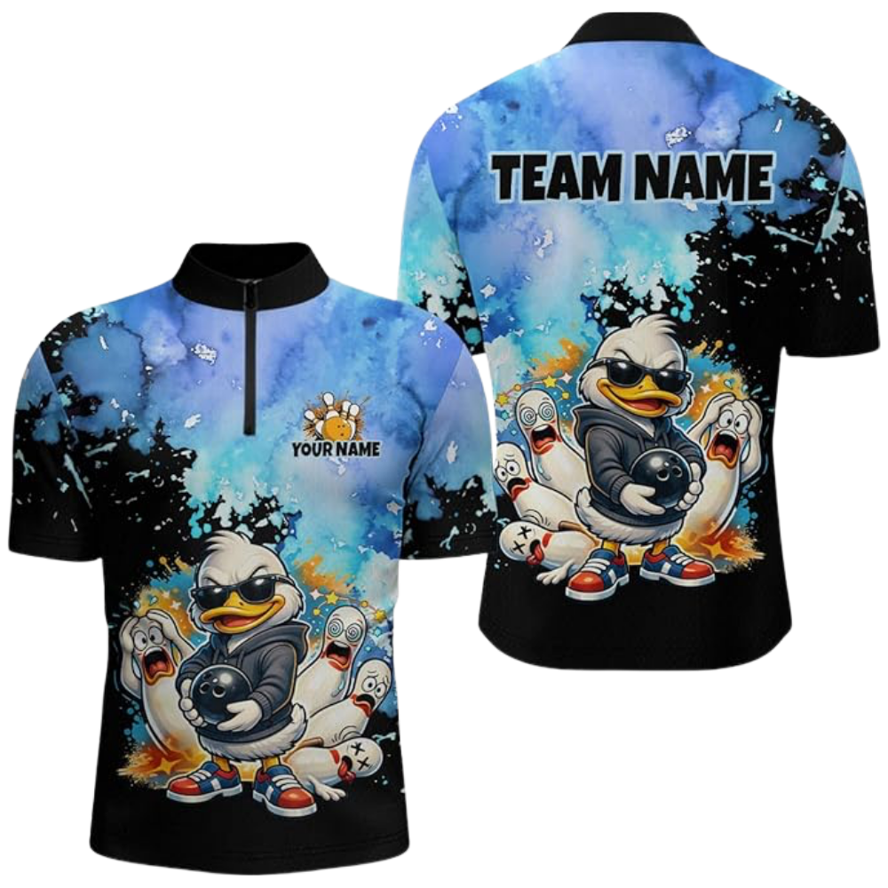 Custom Cool Duck Bowling Jersey Shirt For Men, Custom Funny Duck Bowling Team Shirts BZ0535