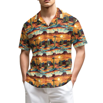 Desert Cactus Sunset Hawaiian Shirt For Men Women, Desert Western Hawaiian Shirts HE0511