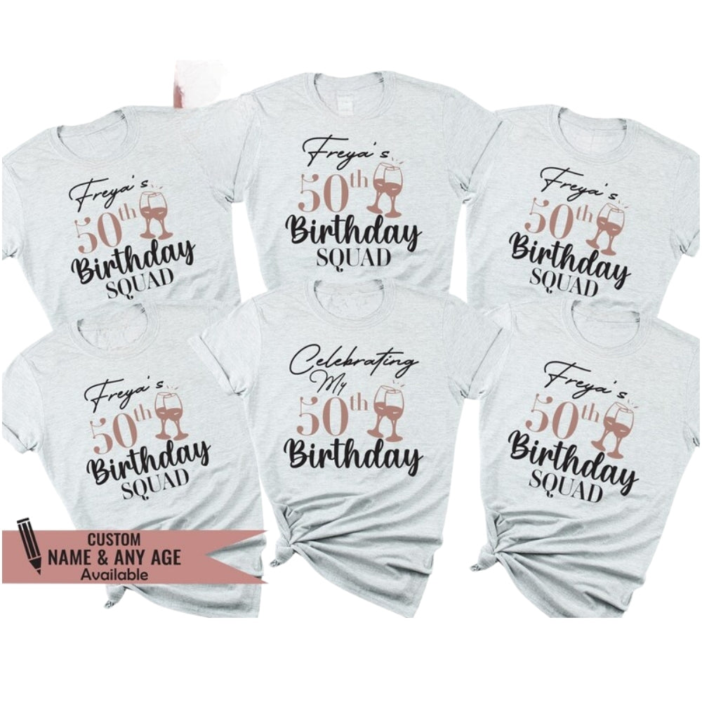 Celebrating My 50th Birthday Custom Matching Birthday Group T Shirts, Custom Birthday Crew Shirts ET0863