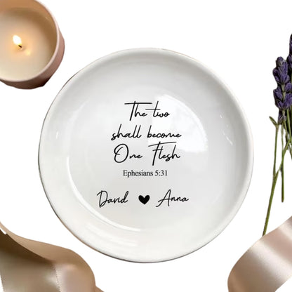 Personalized Bible Verse Ephesians 5:31 Engagement Ring Dish, Personalized Christian Engagement Jewelry Dish WD0136
