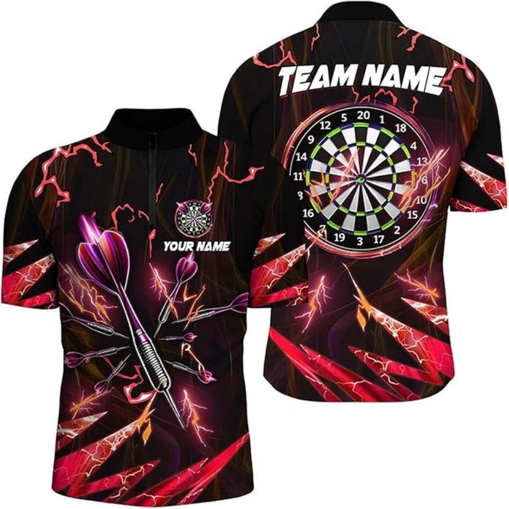 Custom Purple Lightning Thunder Darts Men Jersey, Custom Thunder Darts Team Shirts DZ0005