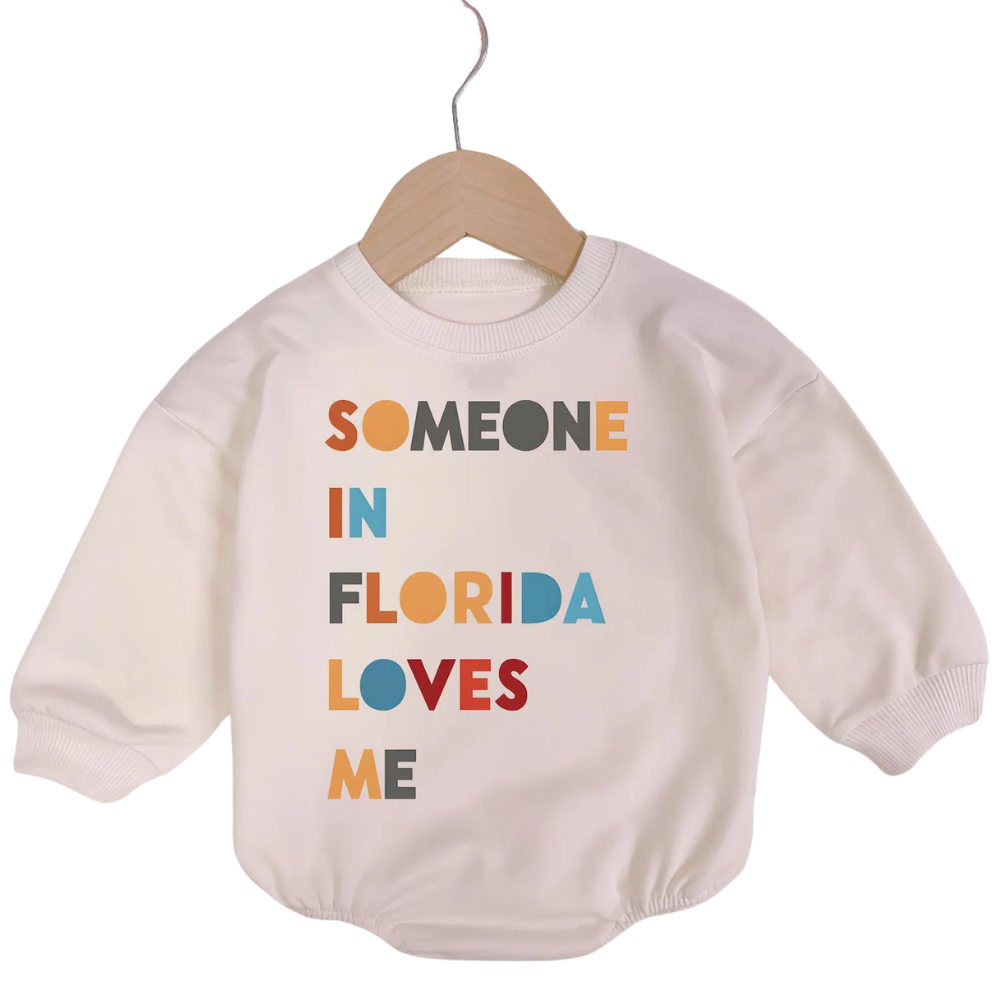 Someone In Florida Loves Me Baby Romper Sweatshirt, Florida Long Distance Romper Sweatshirt For Baby BB0542