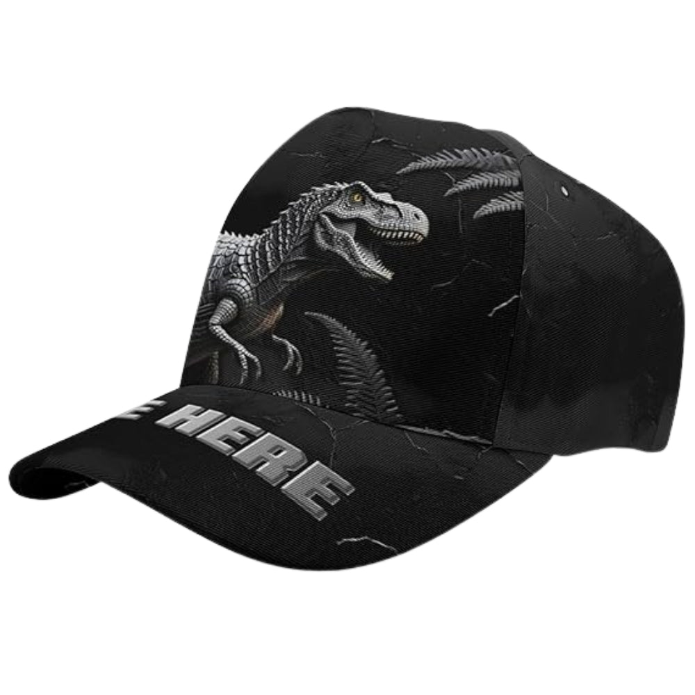 Custom Name Dinosaur Black 3D Printed Baseball Cap, Personalized Dinosaur Cap Hats CP0468