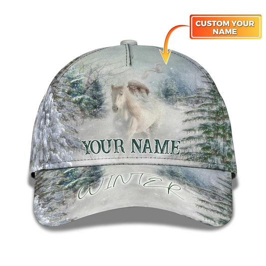 Soft Fabric Baseball Custom Name Hat Winter Horse Gift for Animal Lover Adults CA0372