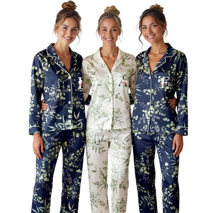 Custom Name Bridesmaid Floral Pajamas Set, Personalized Bridal Shower Pajamas For Bridesmaid WD0196