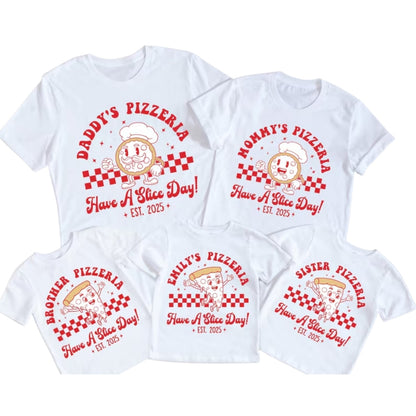 Custom Retro Pizzeria Matching Family T Shirts, Custom Cute Family Matching Shirt for Pizza Lovers ET0080