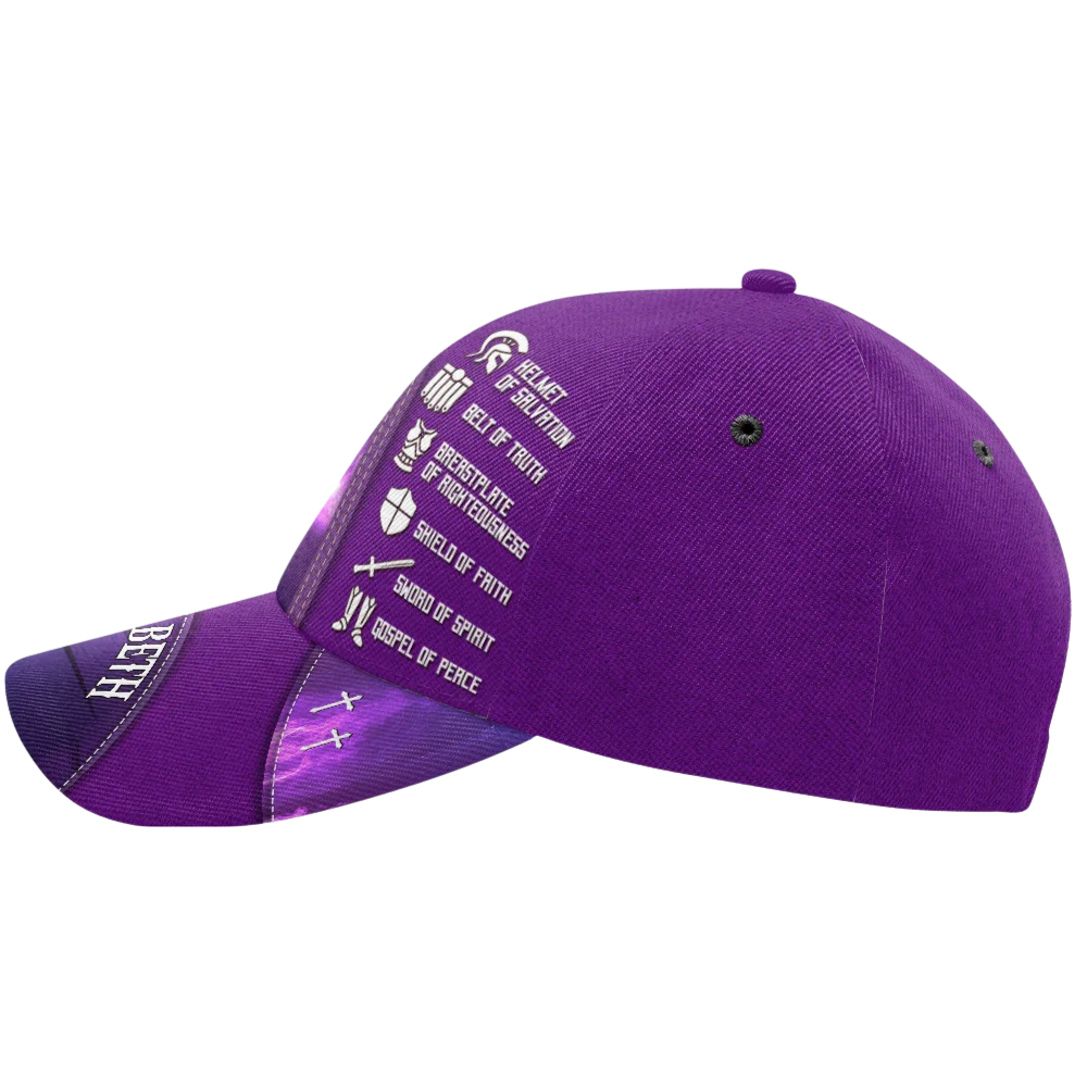 Personalized Armor Of God Knight Baseball Cap Purple, Custom God Christian Cap Hat CP0593