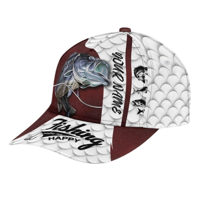 Fishing Makes Me Happy Custom Fishing Baseball Cap, Custom 3D Caps Hats For Fishing Lovers CP0087