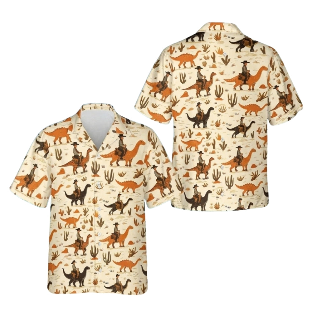 Cowboy Riding Dinosaur Mens Hawaiian Shirt, Western Hawaiian Shirts HE0512