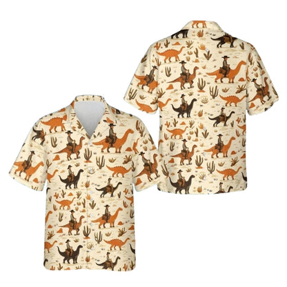 Cowboy Riding Dinosaur Mens Hawaiian Shirt, Western Hawaiian Shirts HE0512