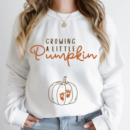 Growing A Little Pumpkin Sweatshirt, Pregnancy Announcement Thanksgiving Sweatshirt 2D0895