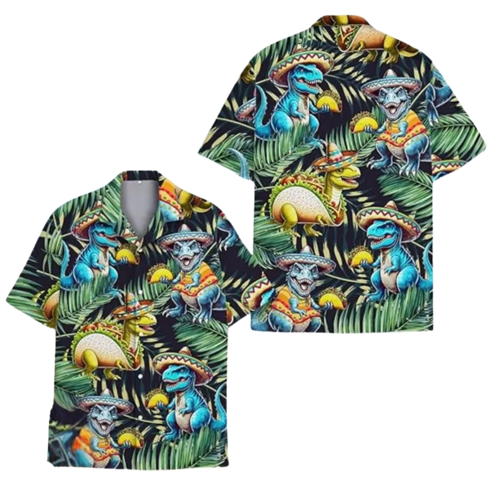 Taco Dinosaur Tropical Hawaiian Shirt For Men Women, Dinosaur Mexico Hawaiian Shirts HE0025
