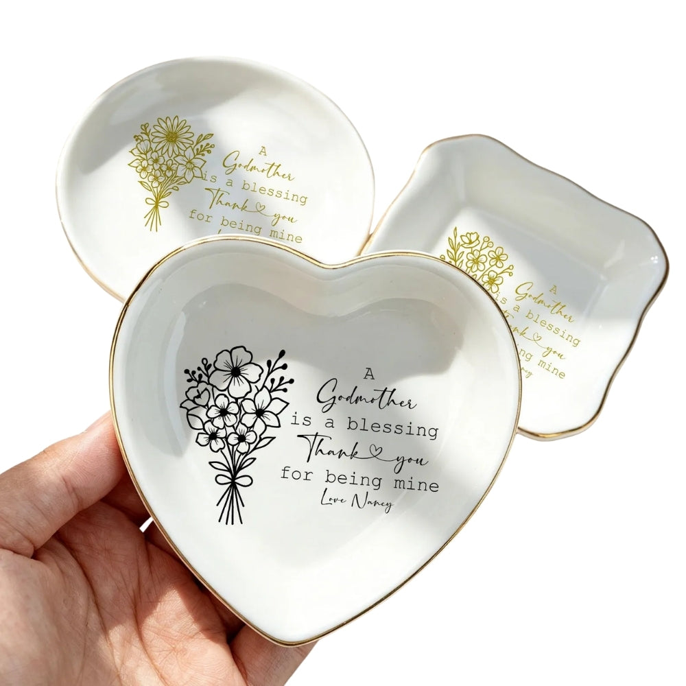 A Godmother Is A Blessing Custom Wedding Jewelry Dish, Personalized Godmother Ring Dish From Bride WD0308