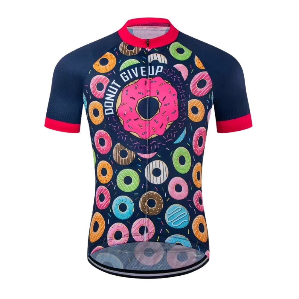 Donut Give Up Cycling Short Sleeve Jersey For Mens, Men's Funny Donut Cycling Jerseys CZ0066