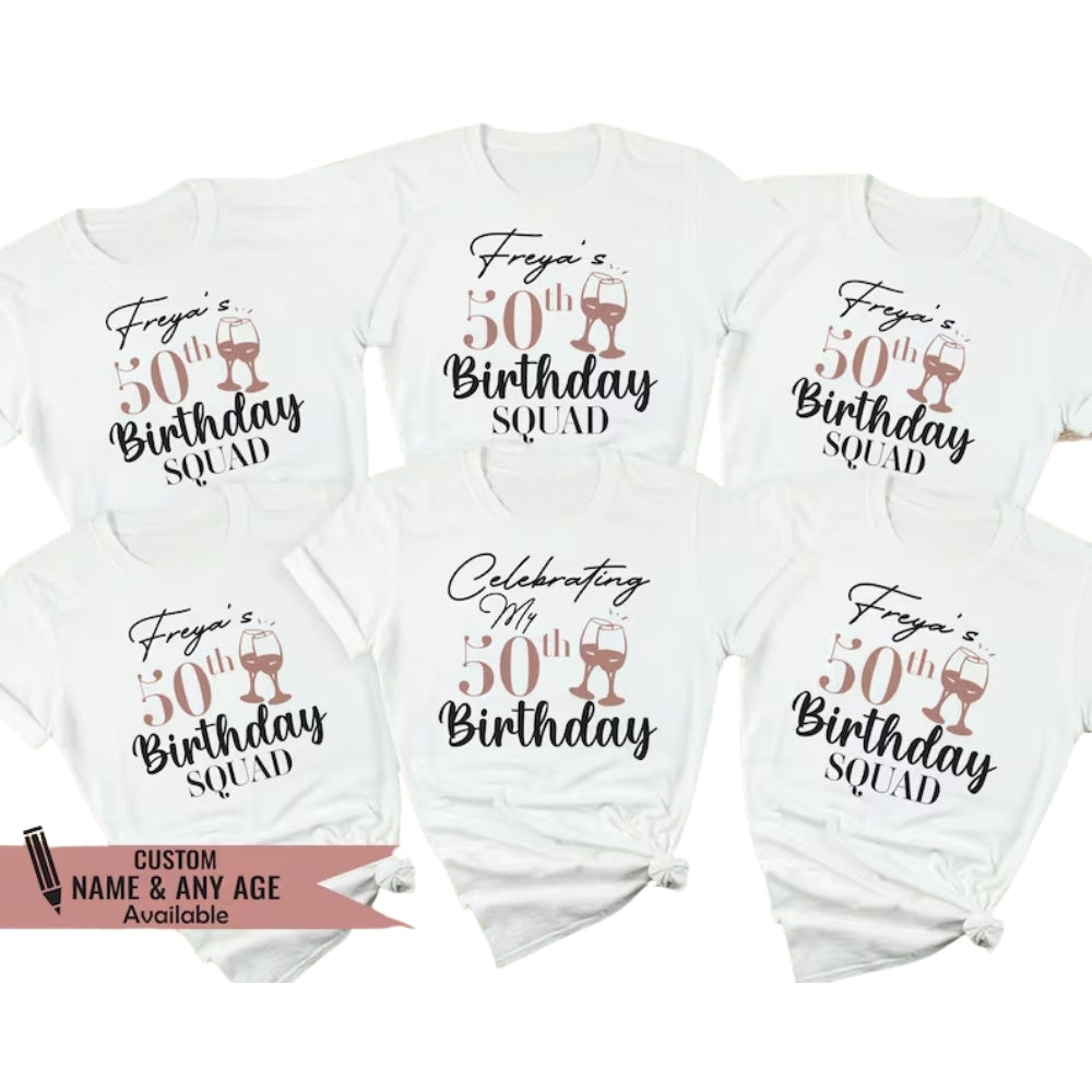 Celebrating My 50th Birthday Custom Matching Birthday Group T Shirts, Custom Birthday Crew Shirts ET0863