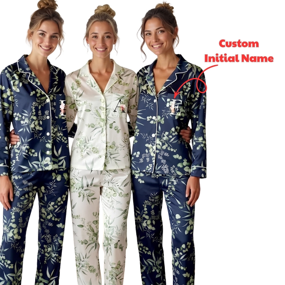 Custom Name Bridesmaid Floral Pajamas Set, Personalized Bridal Shower Pajamas For Bridesmaid WD0196
