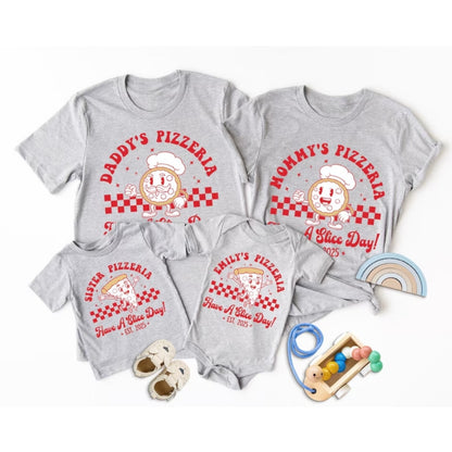 Custom Retro Pizzeria Matching Family T Shirts, Custom Cute Family Matching Shirt for Pizza Lovers ET0080