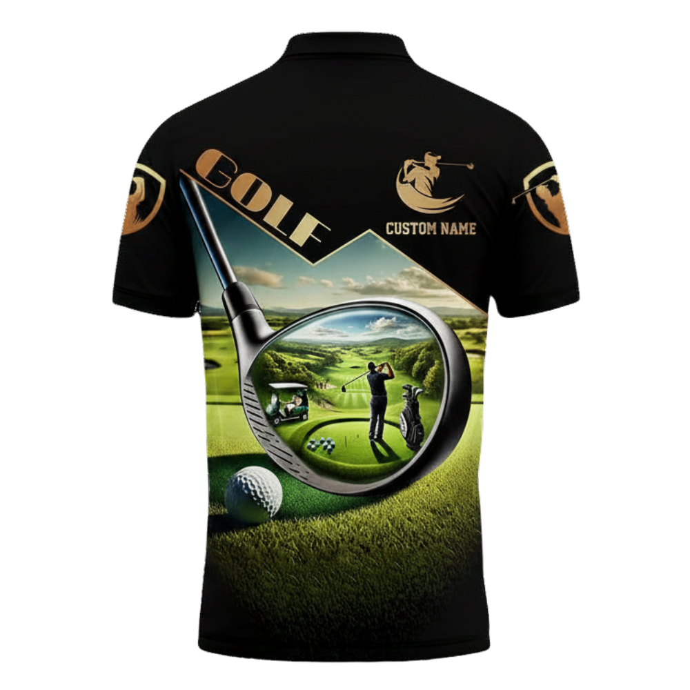 Custom Mens Black Green Golf Polo Shirt, Custom Golf Shirt With Name GZ0317