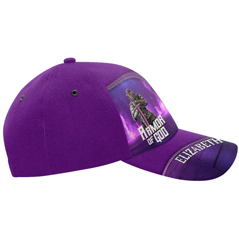 Personalized Armor Of God Knight Baseball Cap Purple, Custom God Christian Cap Hat CP0593