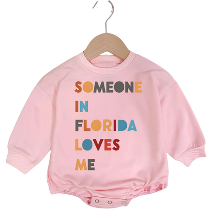 Someone In Florida Loves Me Baby Romper Sweatshirt, Florida Long Distance Romper Sweatshirt For Baby BB0542