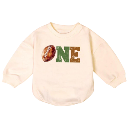 One Football Baby Romper Sweatshirt, Football 1st Birthday Romper Sweater BB0228